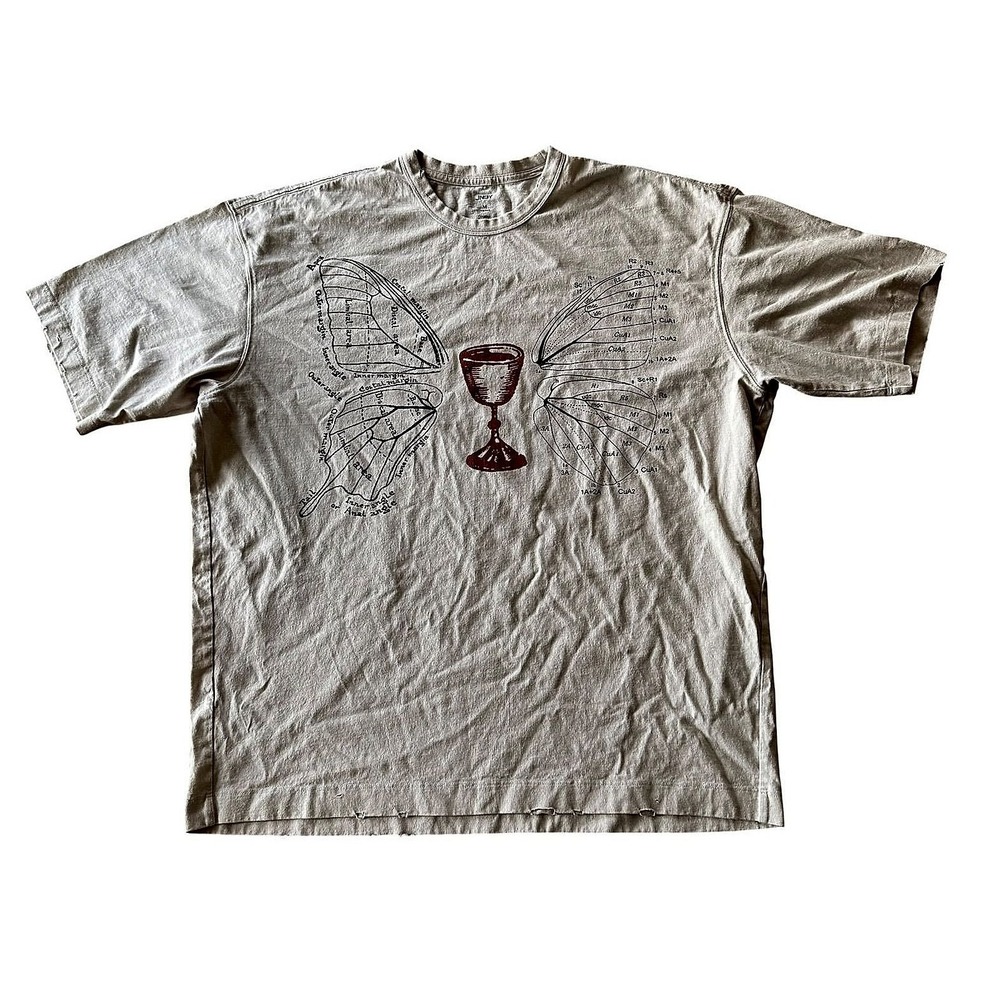 JNBY Short Sleeve Butterfly Graphic T-Shirt with Distressed Detailing, Size M